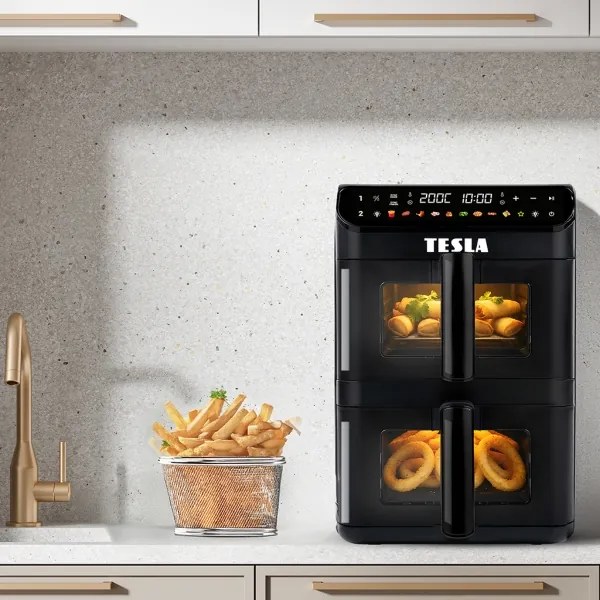Friteuză cu aer cald TESLA Electronics AirCook - multifuncțională, digitală, 11 l, 2800W/230V, neagră