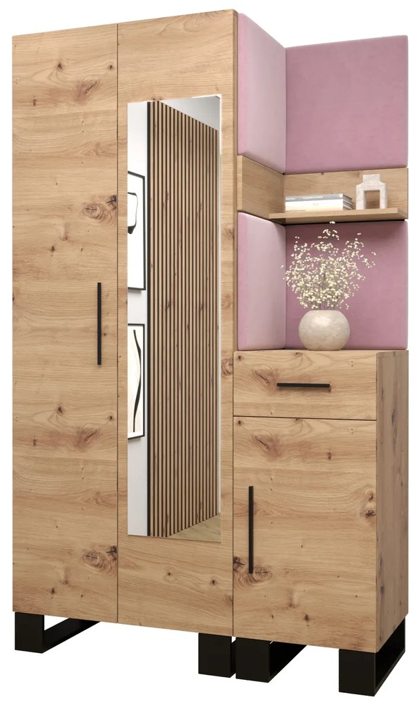Set mobilier pentru hol Amanda 16 (Stejar artisan + roz). 1085993