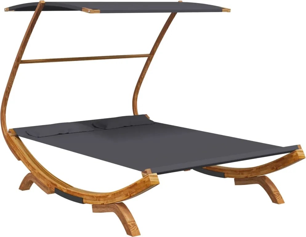 vidaXL Pat de exterior cu baldachin antracit 165x203x138 cm lemn masiv