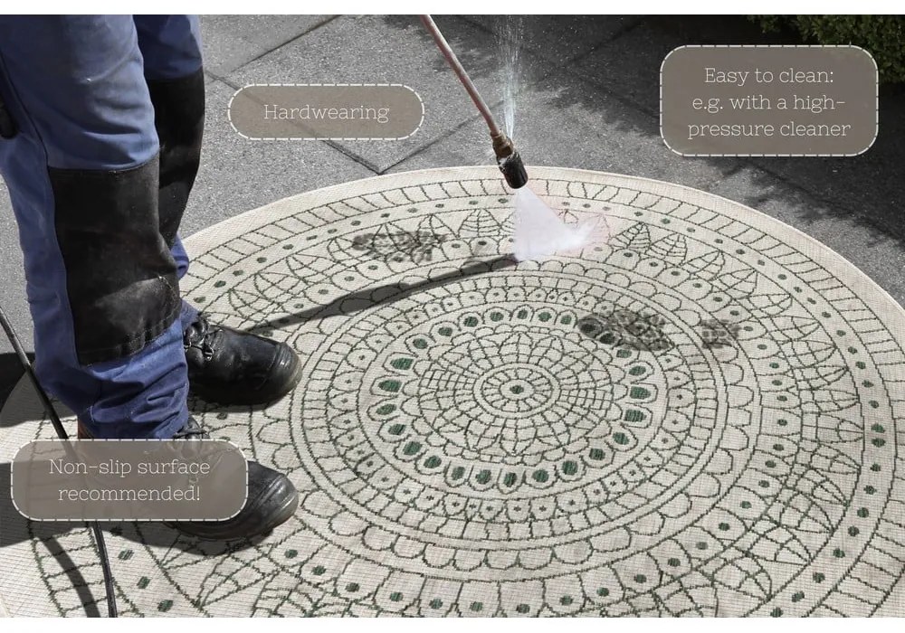 Covor adecvat pentru exterior NORTHRUGS Porto, Ø 200 cm, verde