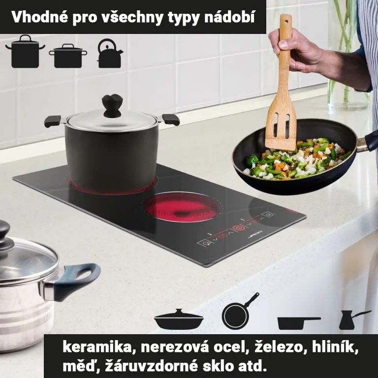 JAGO Plită ceramică din sticlă, 1200/1800 W