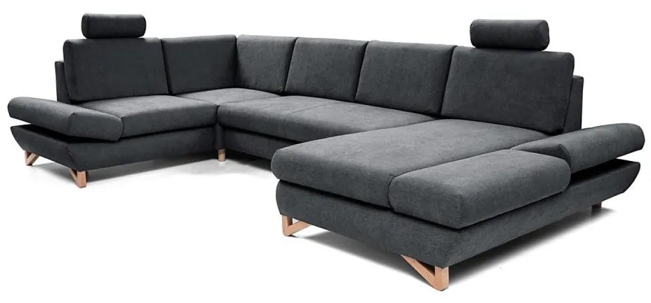 Colțar extensibil tapițat AVESTA, tip U, cu spațiu de depozitare, antracit