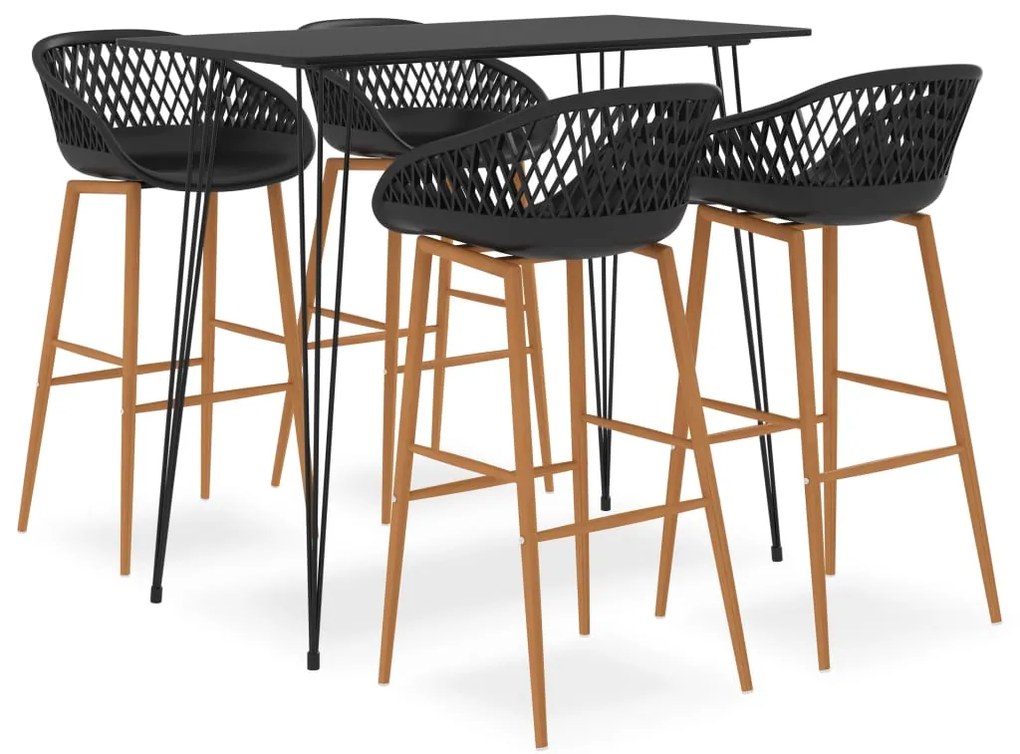 vidaXL Set bar 5 piese, negru