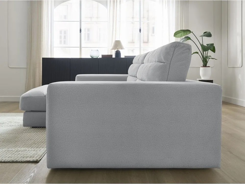 Colțar gri deschis cu tapițerie din catifea (cu colț pe partea stângă/cu șezlong) Sierra – Bobochic Paris