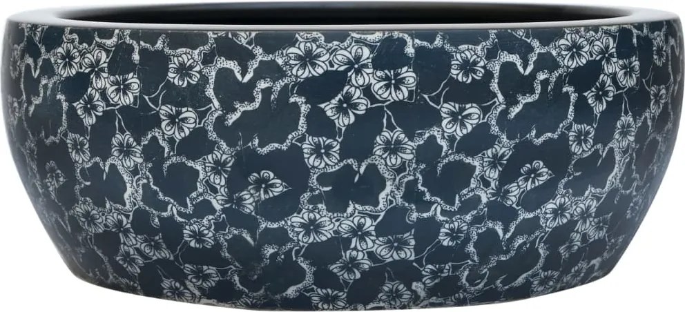 vidaXL Lavoar de blat, negru și albastru, rotund, Φ41x14 cm, ceramică