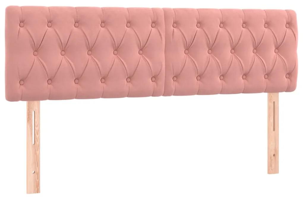 346367 vidaXL Tăblii de pat, 2 buc, roz, 80x7x78/88 cm, catifea