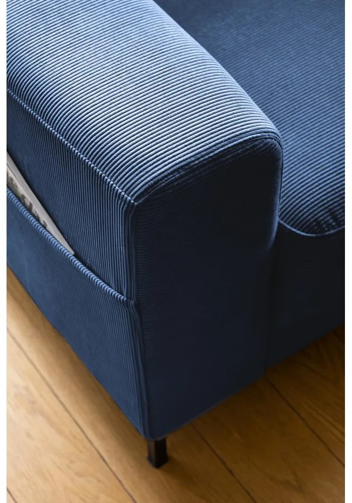 Fotoliu albastru închis cu tapițerie din catifea reiată Lofty Lilly – Miuform