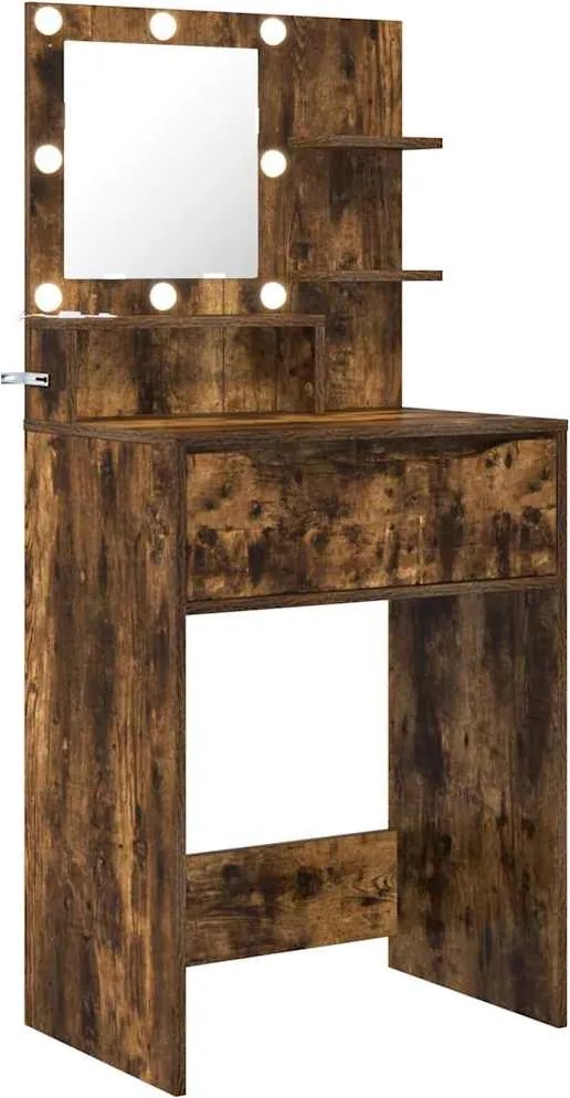 vidaXL Mese de toaletă pentru dormitor cu sertar Stejar fumuriu