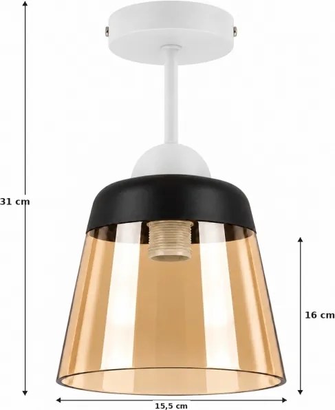 BRILAGI-LED Lustră aplicată R GLASS 1xE27/60W/230V Ø 15,5 cm alb/bej fumuriu