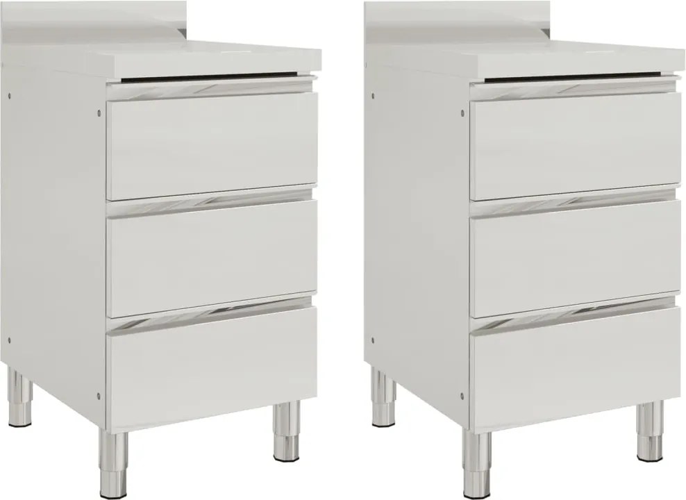 vidaXL Dulapuri de bucătărie comerciale cu 3 sertare, 2 buc., 50x60x96 cm