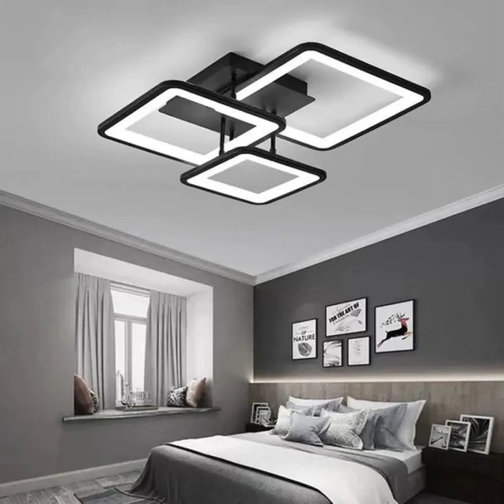 Lustra LED Cu Telecomanda, Elit's Esn K002-3r, negru mat 112 W