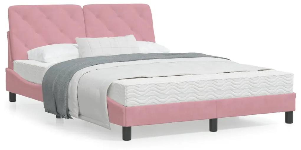 3213860 vidaXL Cadru de pat cu lumini LED, roz, 140x200 cm, catifea