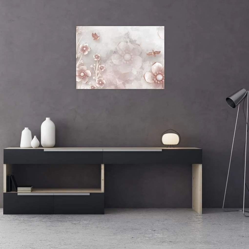 Tablou - Flori roz (70x50 cm)