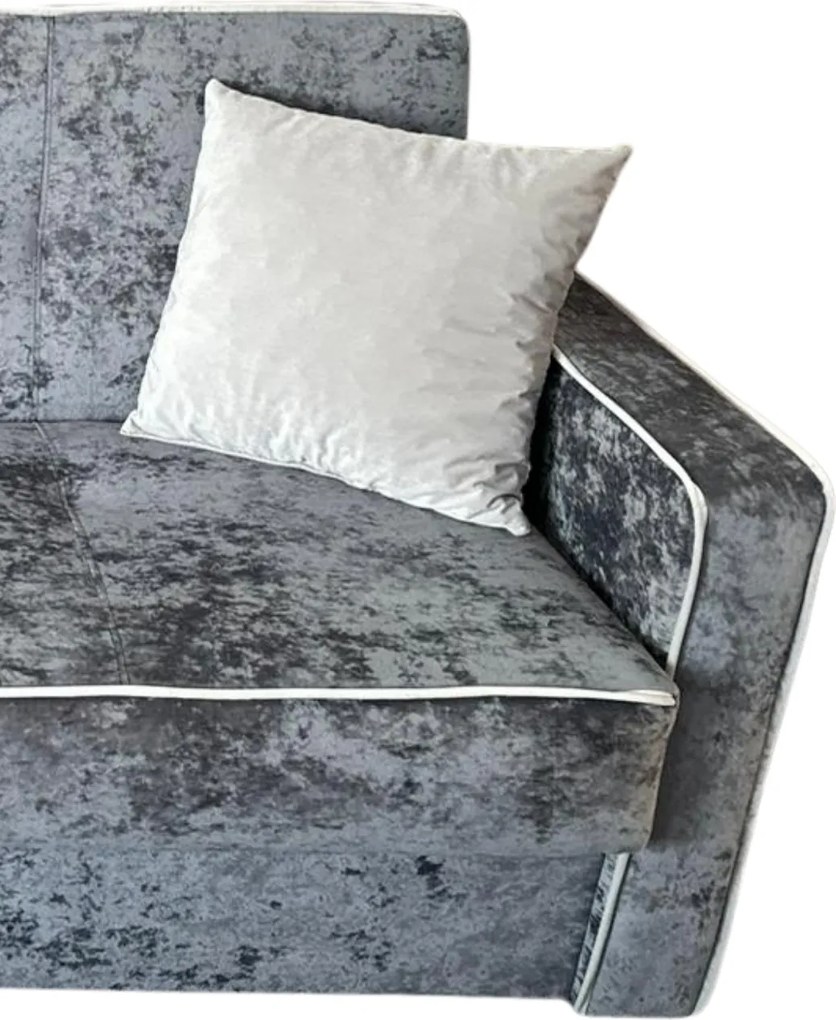 Fotoliu SAMY NEXT extensibil, cu lada de depozitare, stofa gri inchis cu gri deschis , cadru metalic, 103x100x92 Catifea plusata, Gri