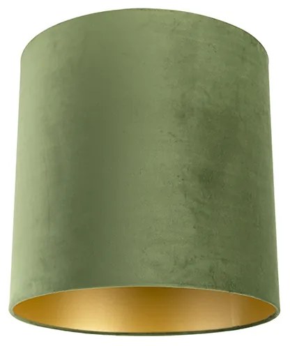 Abajur din catifea verde 40/40/40 cu interior auriu