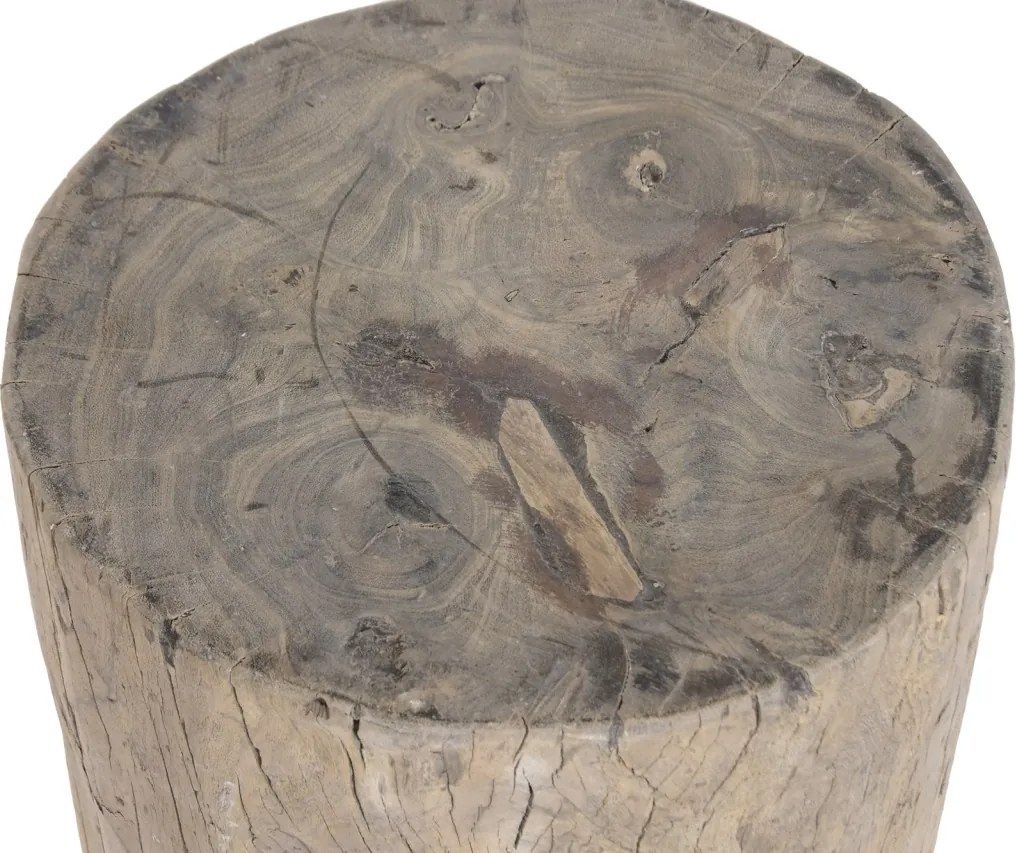 Măsuță laterală din lemn masiv reciclat, natur, din trunchi de copac, cilindrică, 66 x 33 cm, „Mollégès”