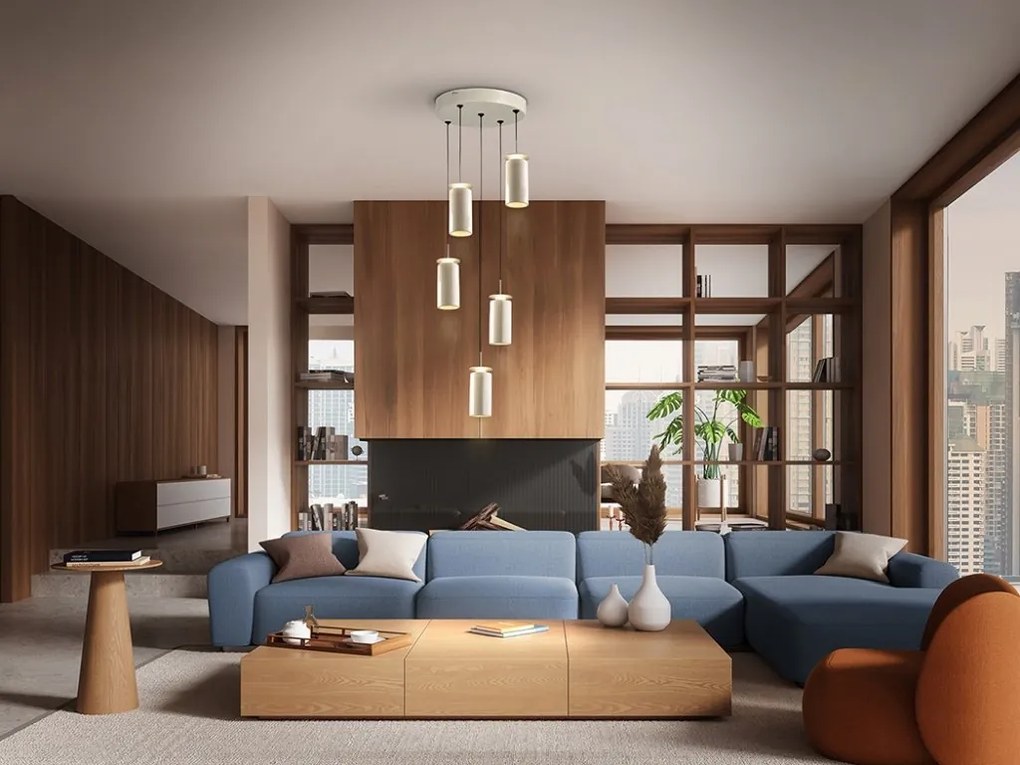 Lustra cu 5 pendule ceramice LED Alfara