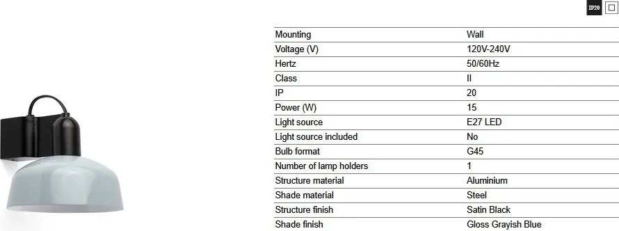 Aplica de perete metal TATAWIN negru, blue