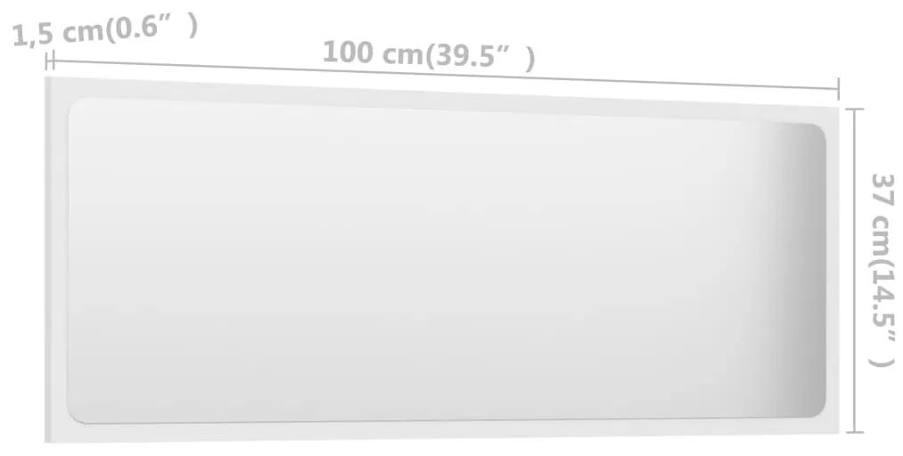 Oglinda de baie, alb, 100x1,5x37 cm, PAL Alb, 100 x 1.5 x 37 cm