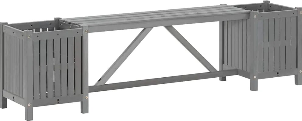 vidaXL Bancă de grădină cu 2 jardiniere, 150 cm, gri, lemn de acacia