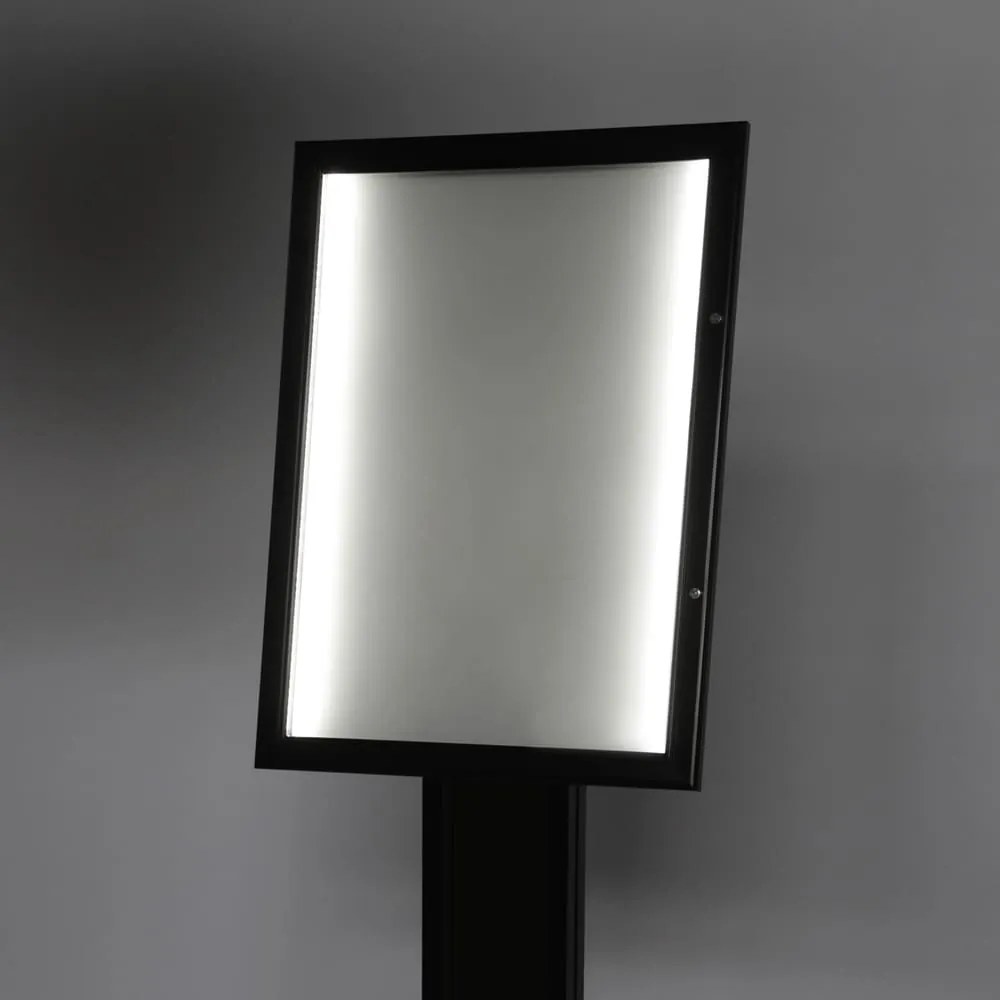 Vitrina meniului cu iluminare LED 4 x A4, negru