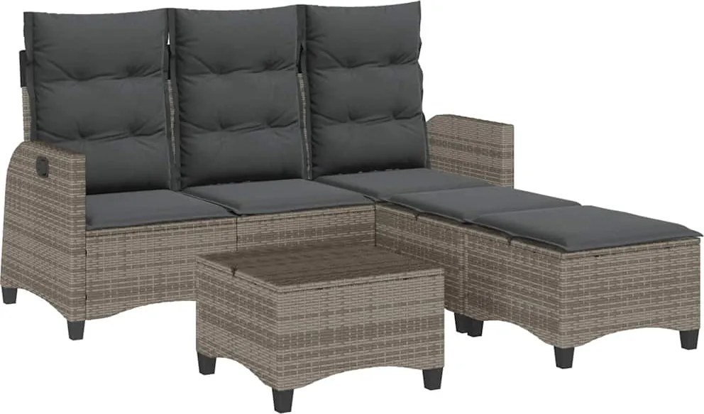 vidaXL Set canapea grădină 3 piese cu perne formă L polirattan gri
