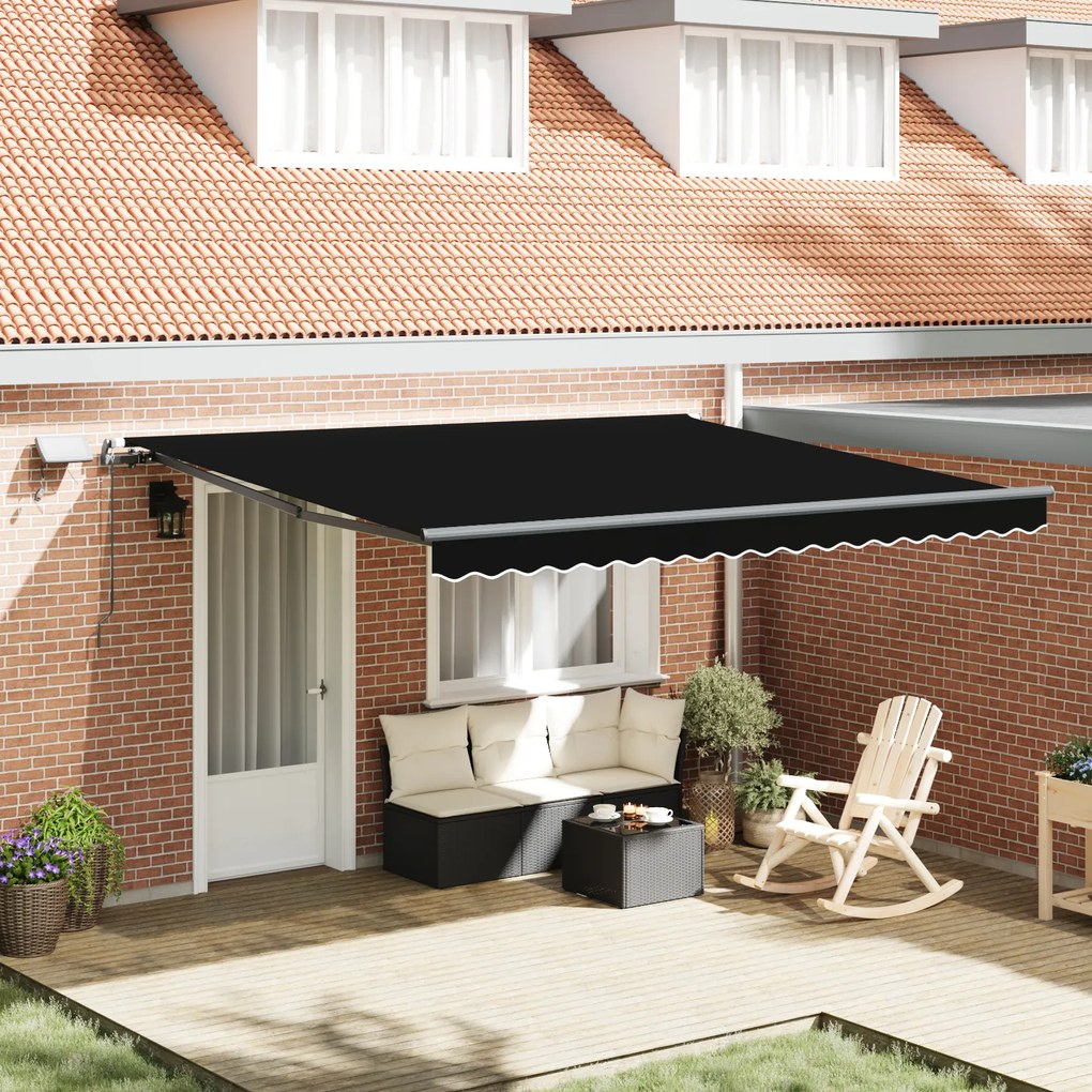 vidaXL Cortina Retractabilă Manual Negru 400 × 300 cm țesătură