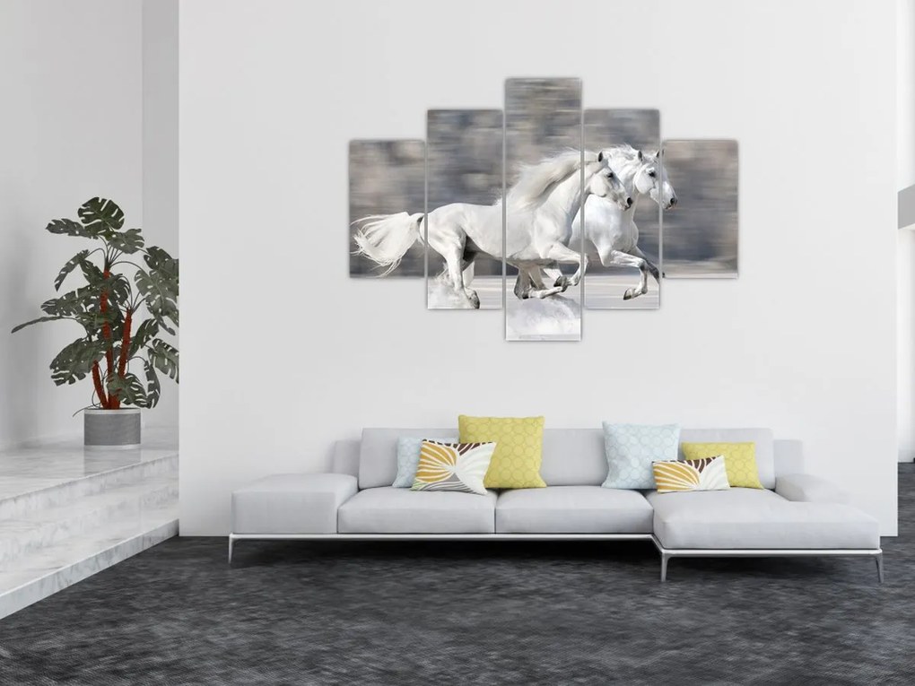 Tablou - Cai albi în timpul iernii (150x105 cm)