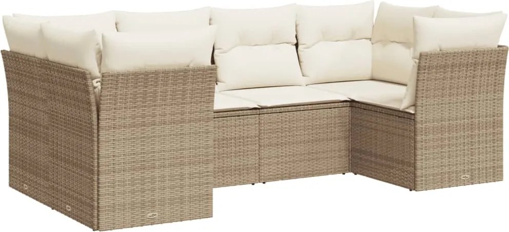 vidaXL Set canapele de grădină cu perne, 6 piese, bej, poliratan