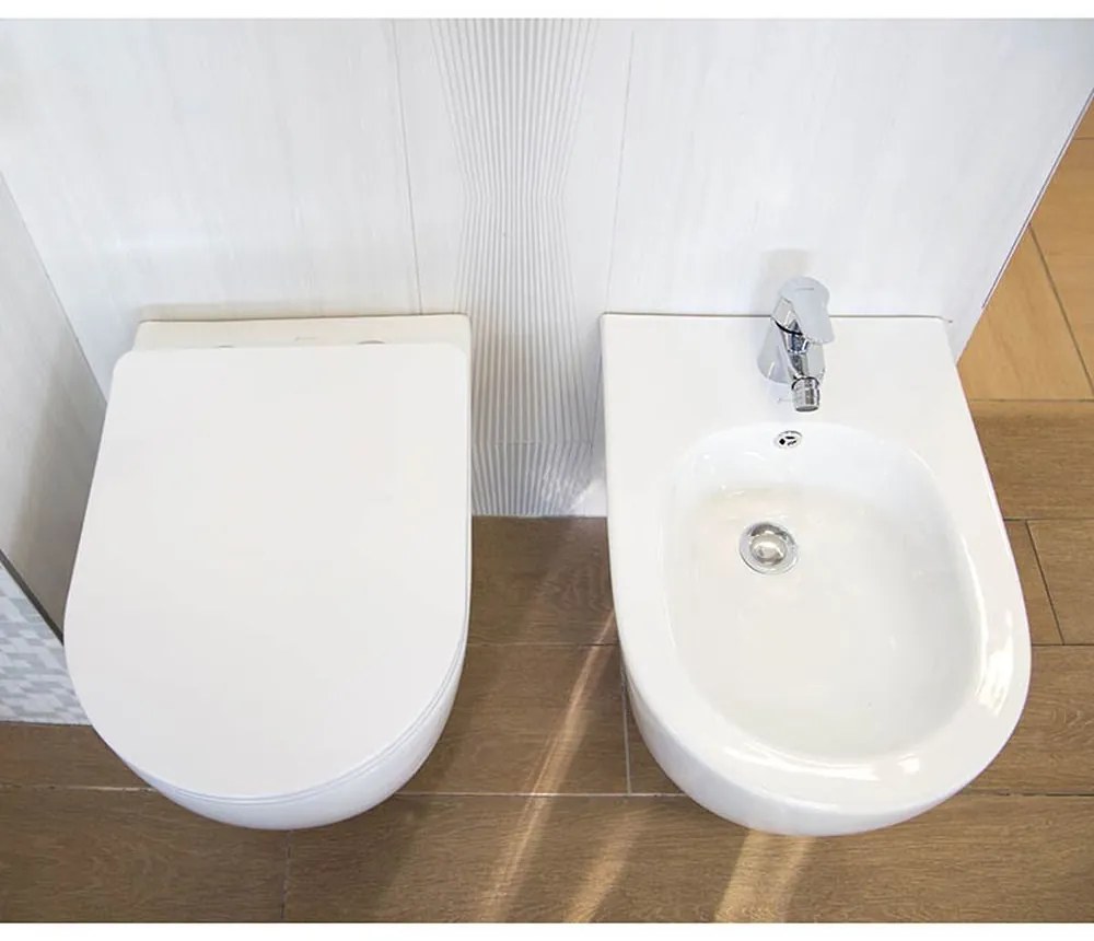 Bideu suspendat alb, Fluminia, Minerva Alb