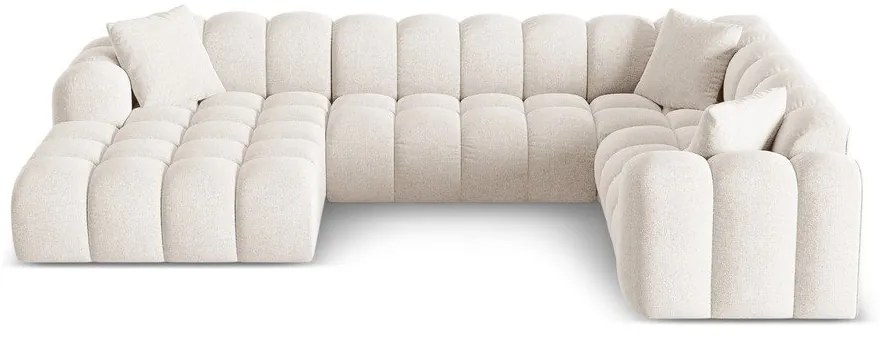 Colțar crem cu tapițerie din chenille (cu colț pe partea dreaptă/în formă de "U") Treno – Cosmopolitan Design