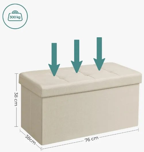 Taburet cu spatiu depozitare OTTOMAN 76x38 cm, crem