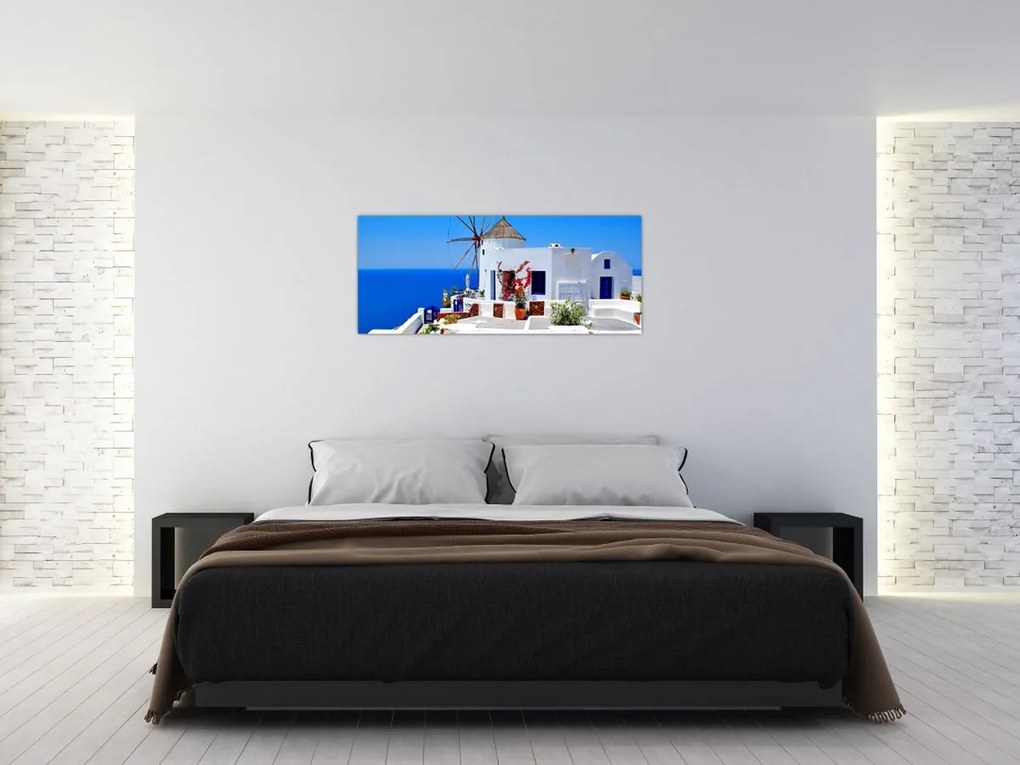 Tablou - Casă mică în Grecia (120x50 cm)