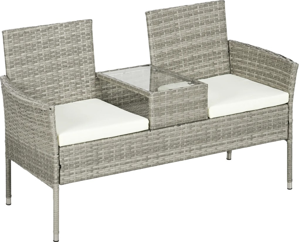 Outsunny Bancă din ratan pentru 2 persoane pentru grădină, scaun | Aosom Romania