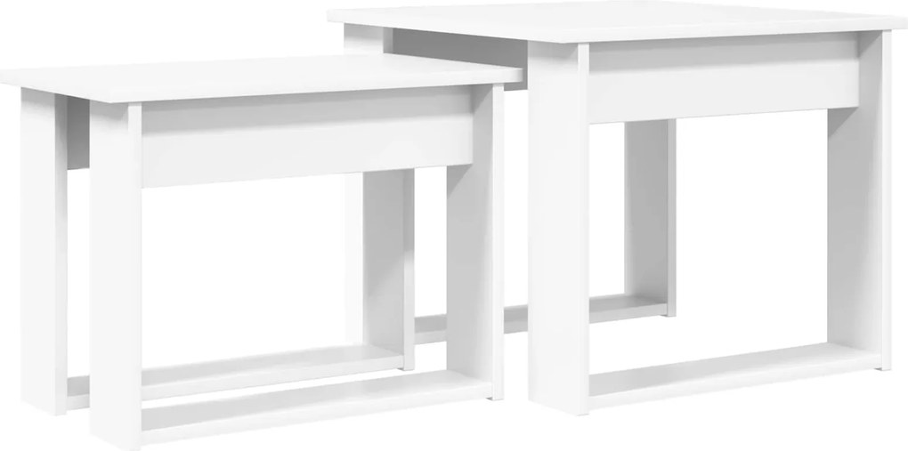 vidaXL Set de măsuțe de cafea 2 pcs Alb Lemn compozit