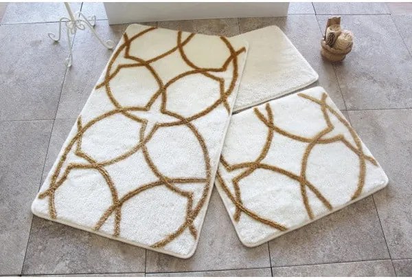 Set 3 covorașe de baie Confetti Bathmats Bonita, crem - auriu