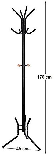 Cuier tip pom, Songmics, Metal, Negru, 176 cm