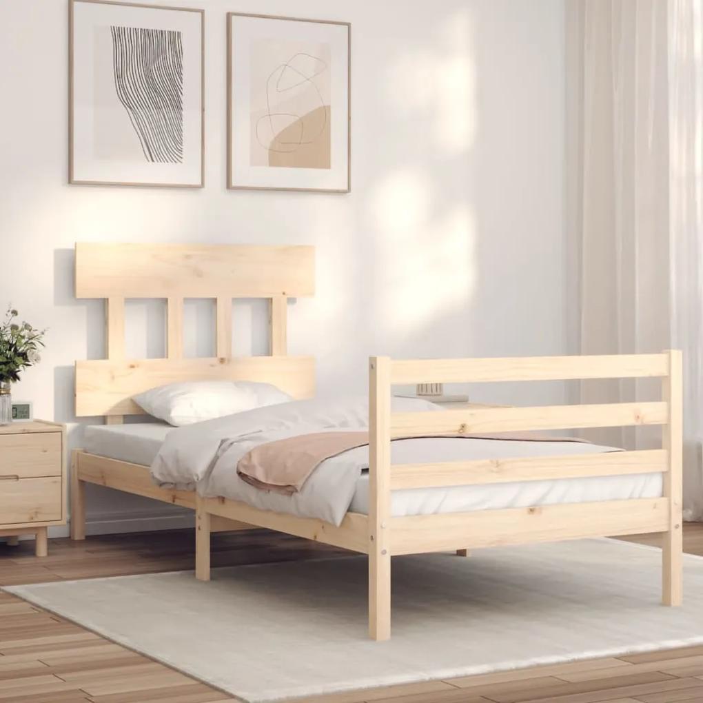 3195121 vidaXL Cadru de pat cu tăblie single, lemn masiv