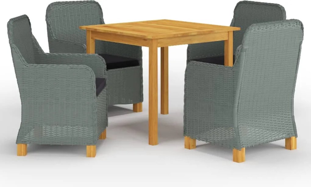 vidaXL Set de masă pentru grădină, 5 piese, gri deschis