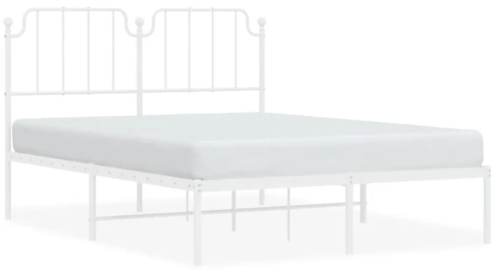 373937 vidaXL Cadru de pat metalic cu tăblie, alb, 140x200 cm