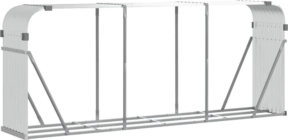 vidaXL Suport pentru bușteni, argintiu, 234x45x100 cm, oțel galvanizat