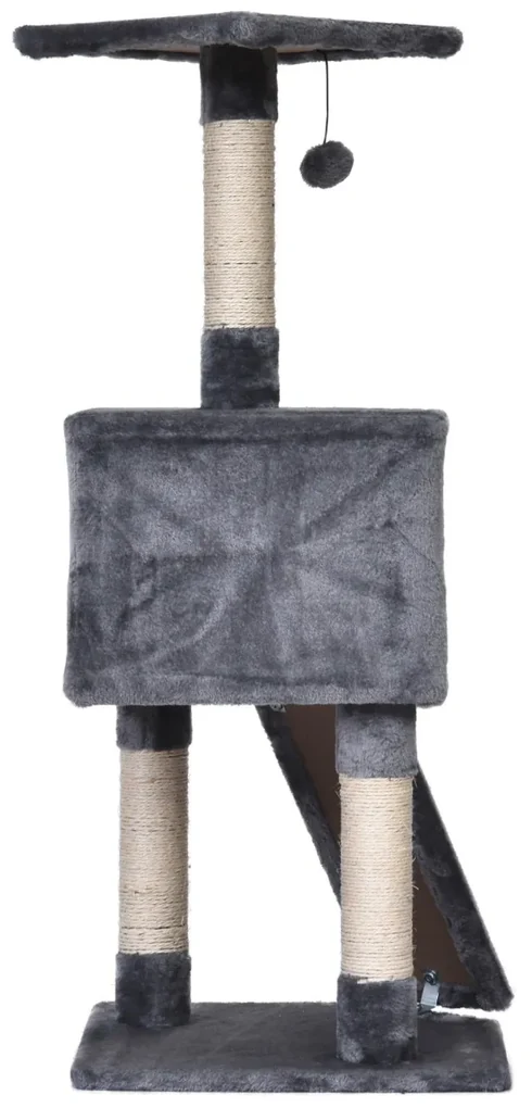 PawHut Arbore pentru Pisici Compact, Design cu Frânghie Sisal pentru Zgâriat, Gri, 40x40x98cm | Aosom Romania