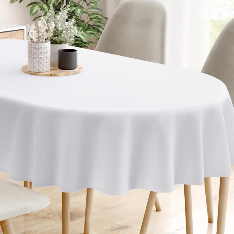 Goldea față de masă decorativă  loneta - alb - ovale 120 x 200 cm