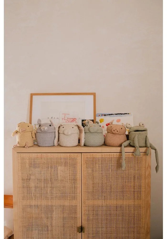 Coș de jucării pentru copii galben din material textil ø 13x15 cm Mini Charlie the Chicken – Lorena Canals