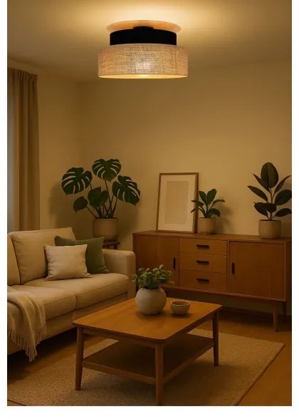 Plafonieră BOHO 1xE27/60W/230V negru/bej