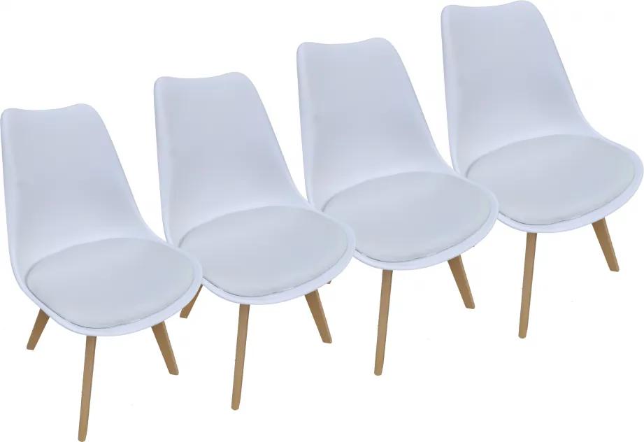 Set de scaune stil scandinav alb BASIC 3 + 1 GRATIS!