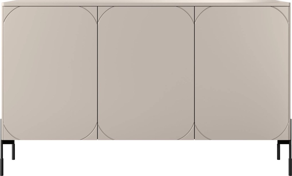 Comodă Sonatia 150 cm cu trei uși - casmir cu picioare negre