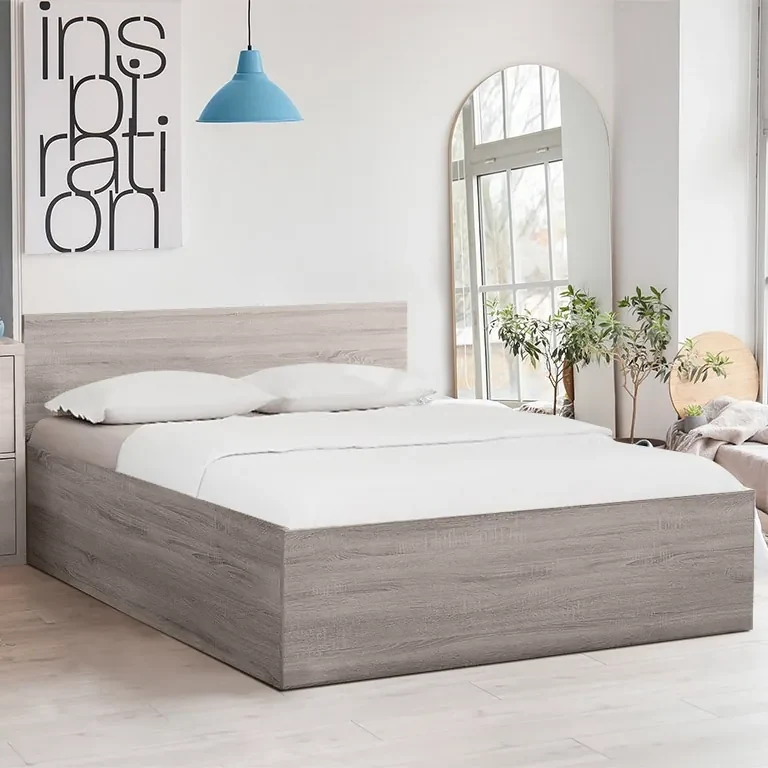 Pat de o persoana stejar trufa, SOFIA 120 x 200 cm Saltele: Cu saltele Deluxe 10 cm, Somiera pat: Fara somiera