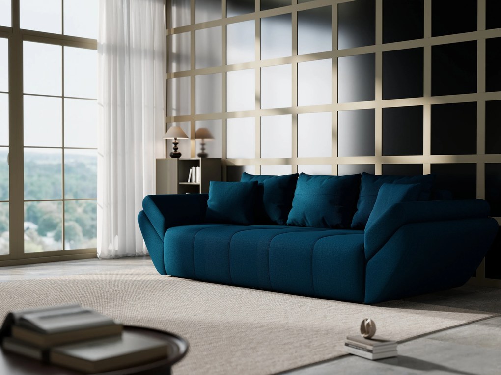 Canapea extensibilă dumonde cu ladă de depozitare si sezut confortabil din spuma high-density, Berlin Enjoy Petrol 250x100 cm