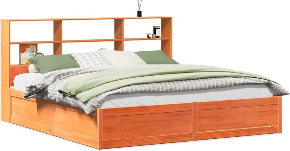 vidaXL Cadru de pat fără saltea, maro ceruit 180x200 cm lemn masiv pin